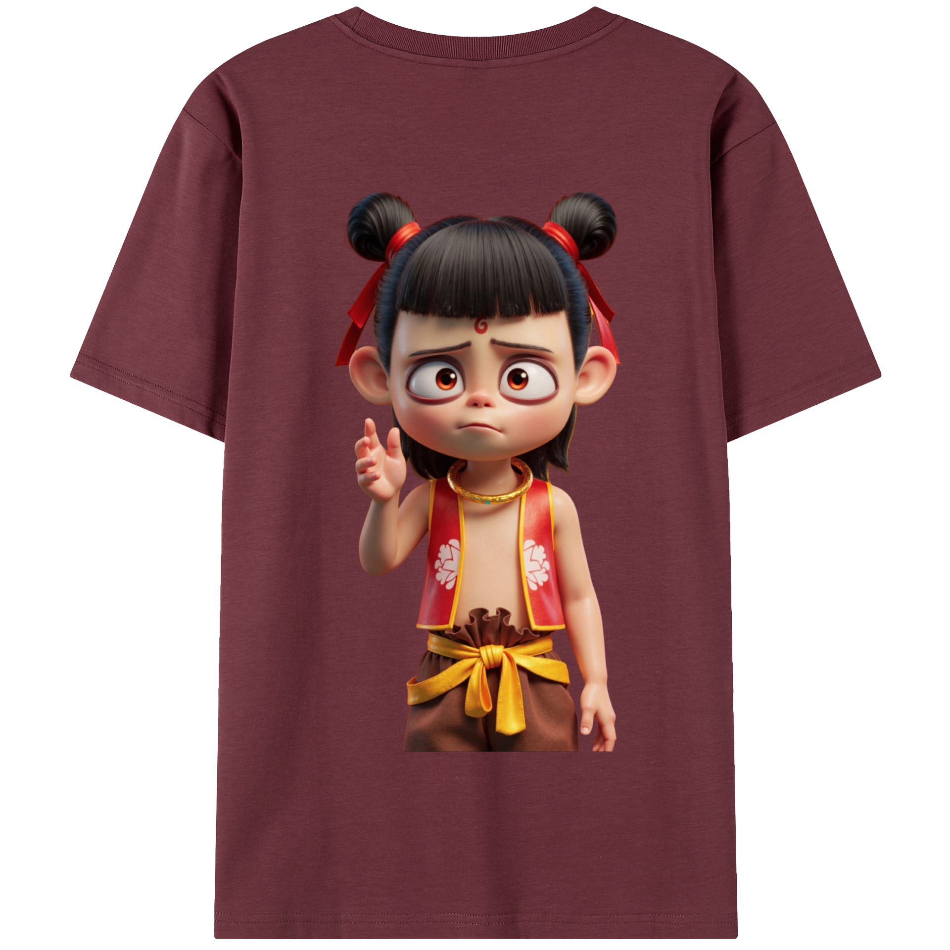 （画像用） Ne Zha 2 ナタ 魔童の大暴れ 綿100％半袖Tシャツ（背面プリント）